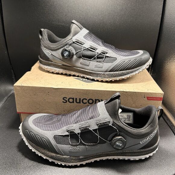 Saucony Switchback Trail Shoe Men's 11 Black Charcoal Boa Lace Lightweight - Picture 1 of 5